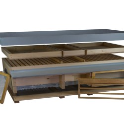 TRIPLE HORIZONTAL HIVE AND THE QUEEN CELL HOLDING FRAME FOR QEEN BREEDING OR ROYAL JELLY PRODUCTION ASSEMBLED TRIPLE HORIZONTAL HIVE AND THE QUEEN CELL HOLDING FRAME FOR QEEN BREEDING OR ROYAL JELLY PRODUCTION ASSEMBLED